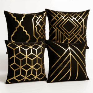 Coussin noir et doré