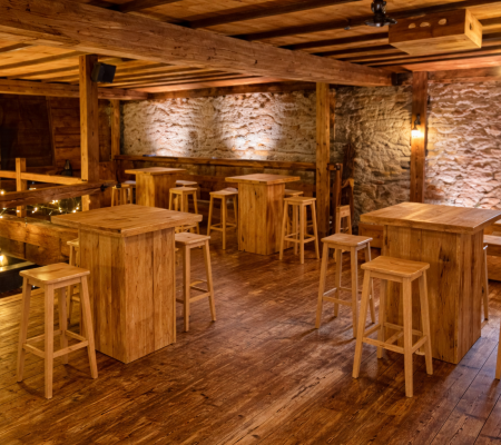 Mange-debout bois et tabouret